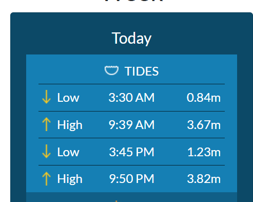 Tide chart screenshot